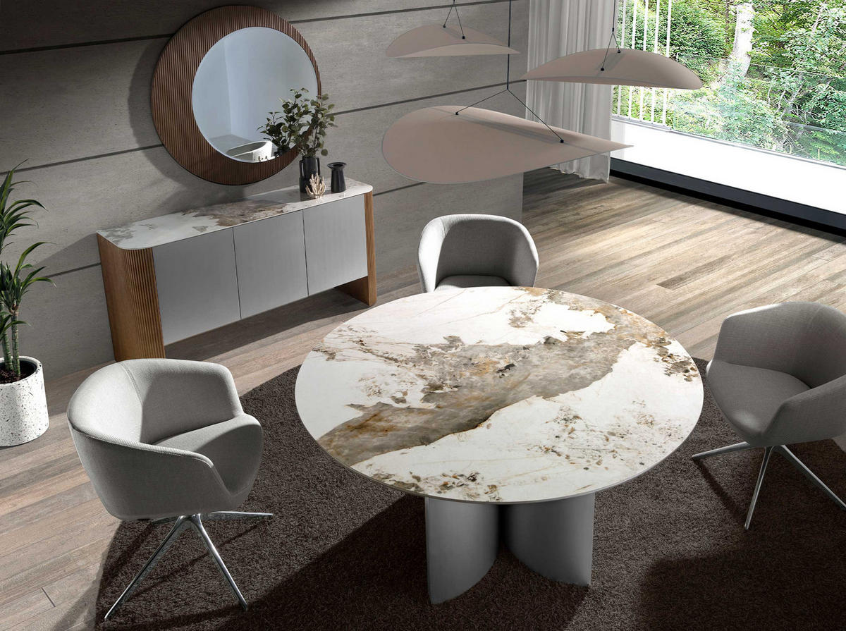 SIDEBOARD Rechteckig Weiß Walnuss Silber 160/45/80 cm - Silberfarben/Walnussfarben, Holz (160/80/45cm) - ANGEL CERDA