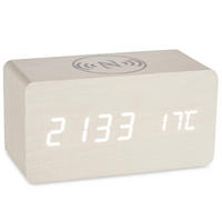 WECKER mit kabelloser Ladefunktion 15/7/7,5 cm - Weiß, Holzwerkstoff (7/7.5/15cm) - Giftdecor