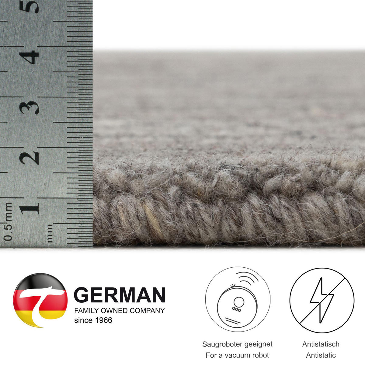 HANDWEBTEPPICH Pure 250x350 cm - Grau, Textil (250/350cm) - THEKO