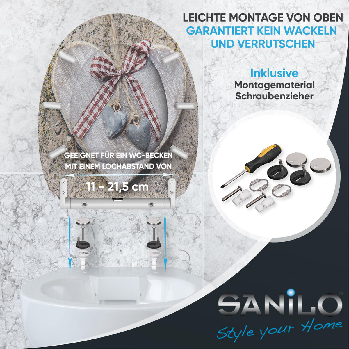 WC-SITZ mit Absenkautomatik & Top Fix Bavaria - Braun, Holzwerkstoff (37.7/5.5/48cm) - Sanilo