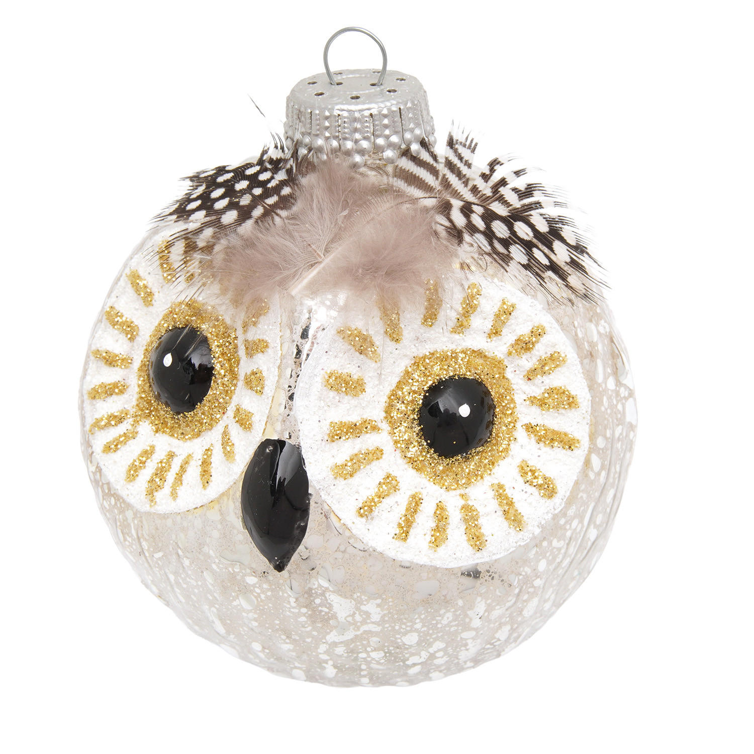 CHRISTBAUMSCHMUCK Eule Antik Silberfarbig 8cm (Glas / 1 Stk.) - Silberfarben, Glas (8/8/8cm)