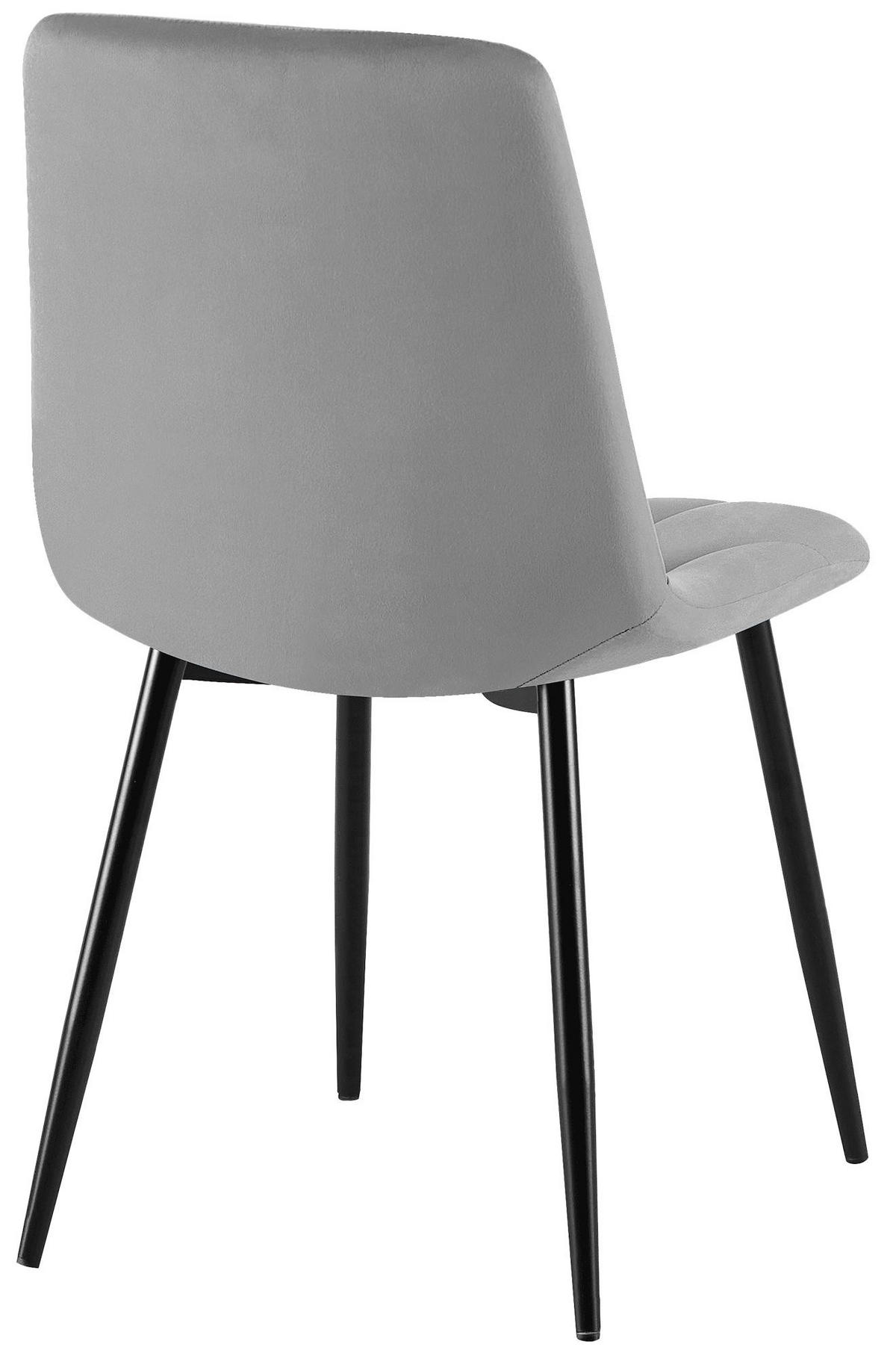 STUHL 2er Set Samt Dunkelgrau - Dunkelgrau/Schwarz, Textil/Metall (45/85/55cm) - CLP