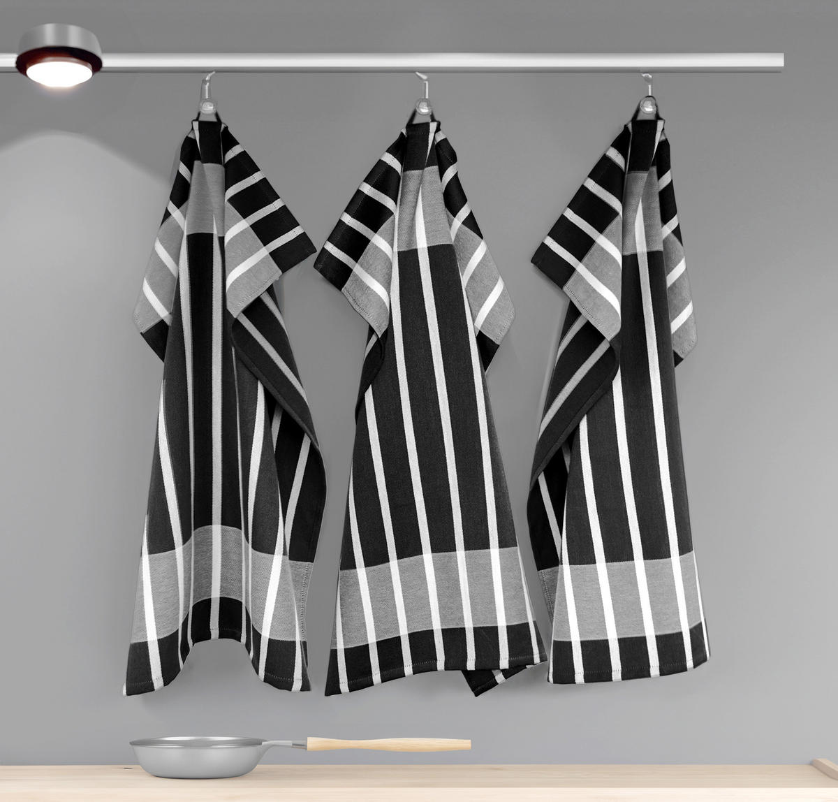 GESCHIRRTÜCHER 50x70 cm, 6er Set, Lüttich Schwarz - Weiß - Schwarz/Weiß, Textil (50/70cm) - Lashuma