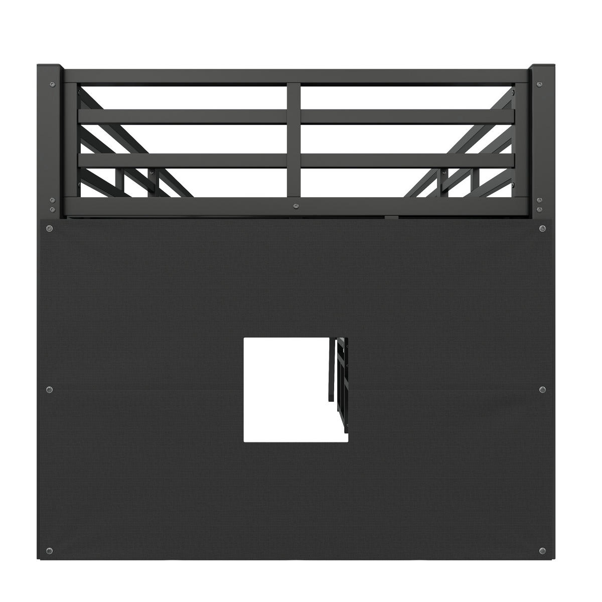 HOCHBETT 90/200 cm in Schwarz mit 7 Schubladen, offenem Regal, LED und Schutzgittern - Schwarz, Holzwerkstoff/Metall (90/200cm) - STILVORA