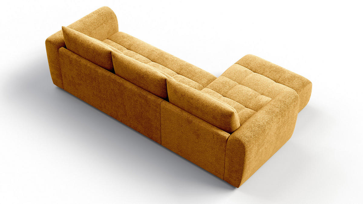 ECKSOFA SORENO 4-Sitzer, gelb - Gelb/Schwarz, Holz/Textil (293/171cm) - Courtois Laville