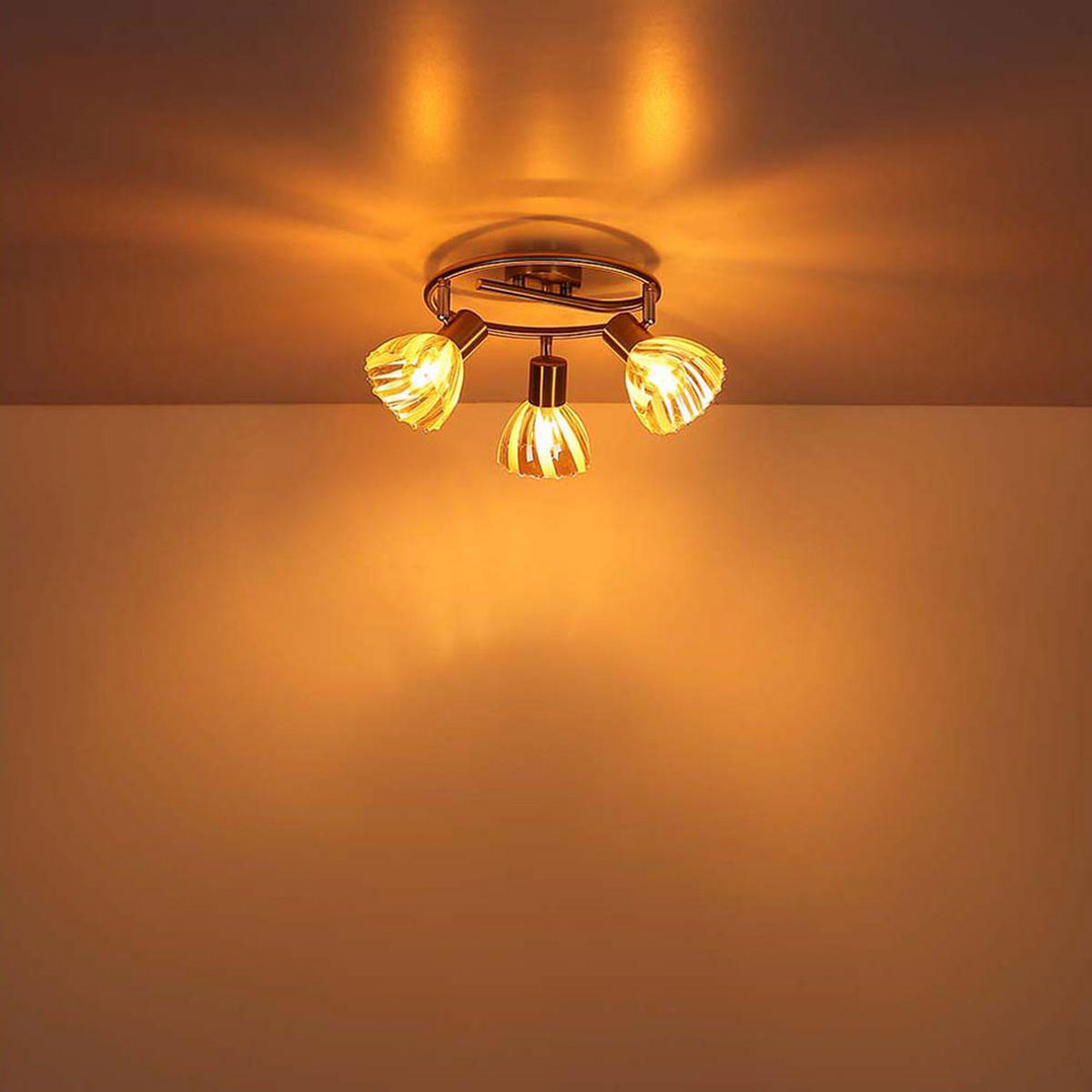 DECKENLEUCHTE, Messing, schwenkbar, 3-flammig - Messingfarben, Glas (46/46/19cm) - Globo Lighting