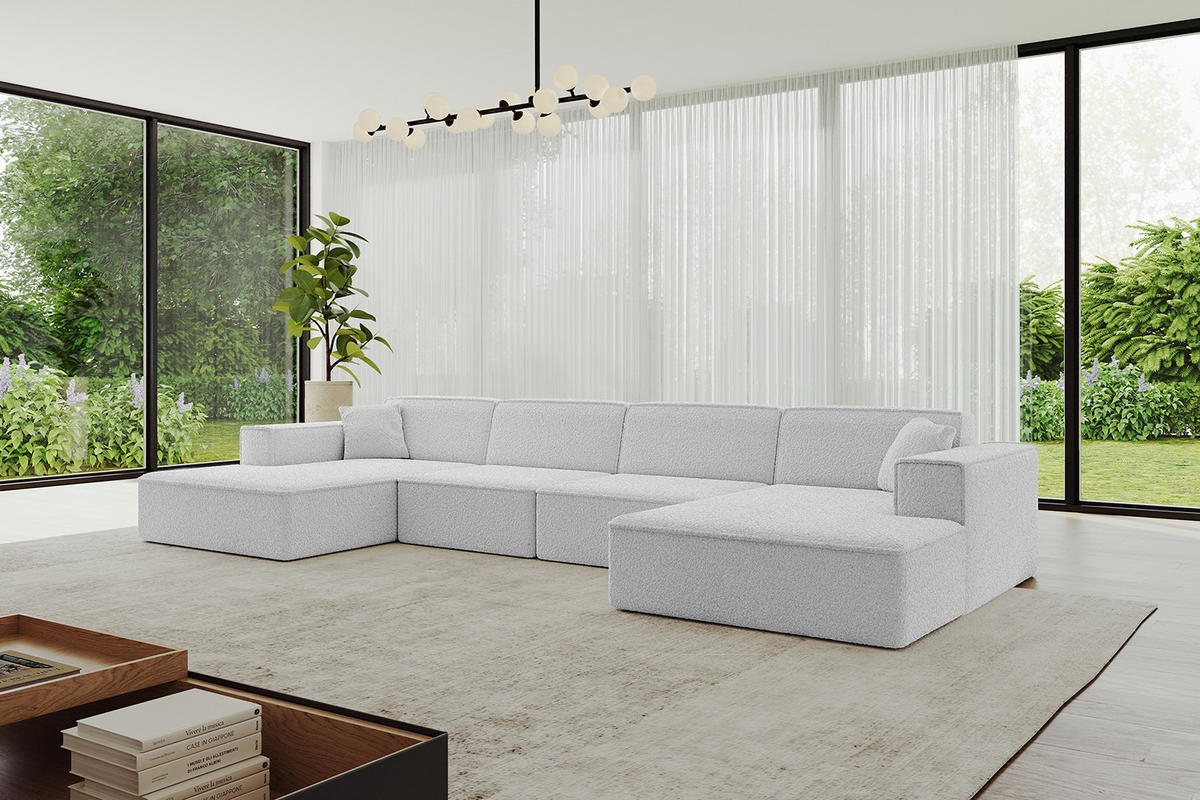 WOHNLANDSCHAFT IREA-U2-v4 - 388x171x79 cm Hellgrau - Hellgrau, Holzwerkstoff/Textil (388/79/171cm) - ALTDECOR