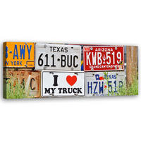 WANDBILD us kennzeichen - Multicolor, Textil (90/30cm) - Feeby