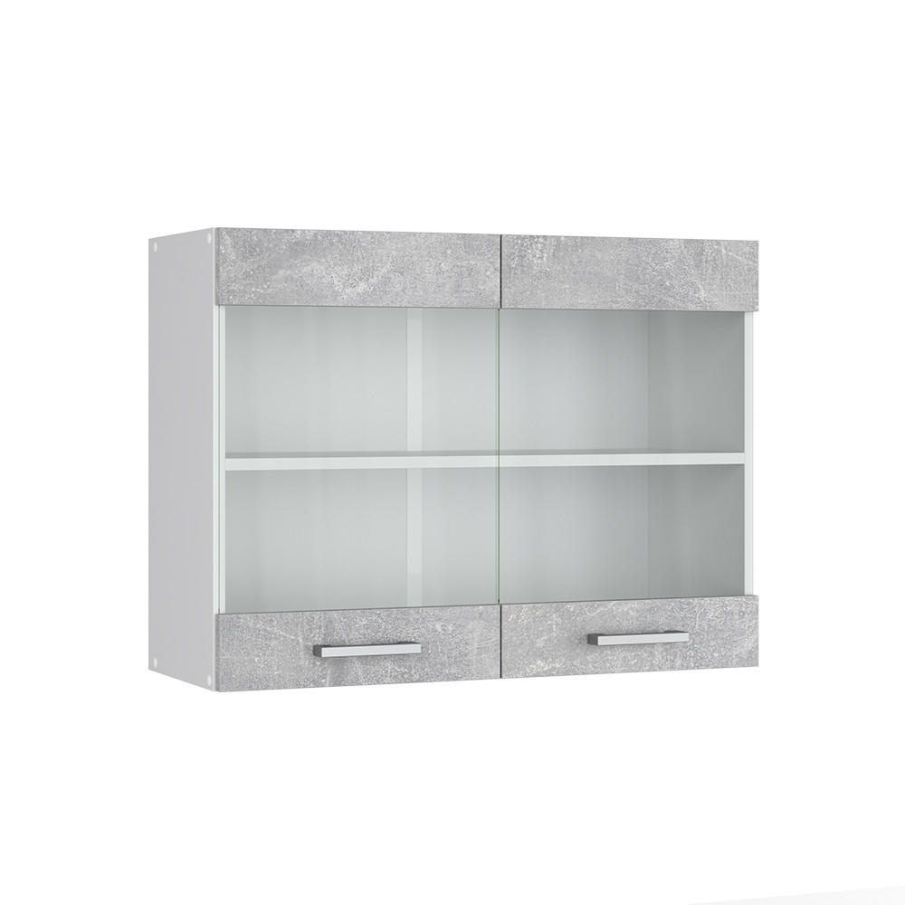 KÜCHENGLASSCHRANK R-Line Beton 80 cm - Schieferfarben/Hellgrau, Holzwerkstoff (80/60/31cm) - Vicco