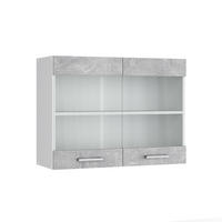 KÜCHENGLASSCHRANK R-Line Beton 80 cm - Schieferfarben/Hellgrau, Holzwerkstoff (80/60/31cm) - Vicco