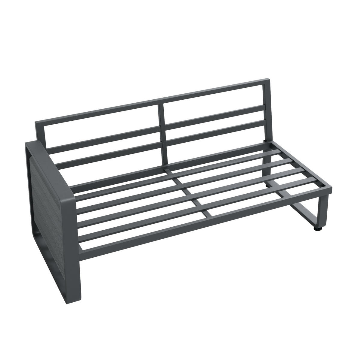 GARTENLOUNGE 120/65/66,5 cm grau aus Metall mit spritzwassergeschützten Polstern - Grau, Metall - OKWISH