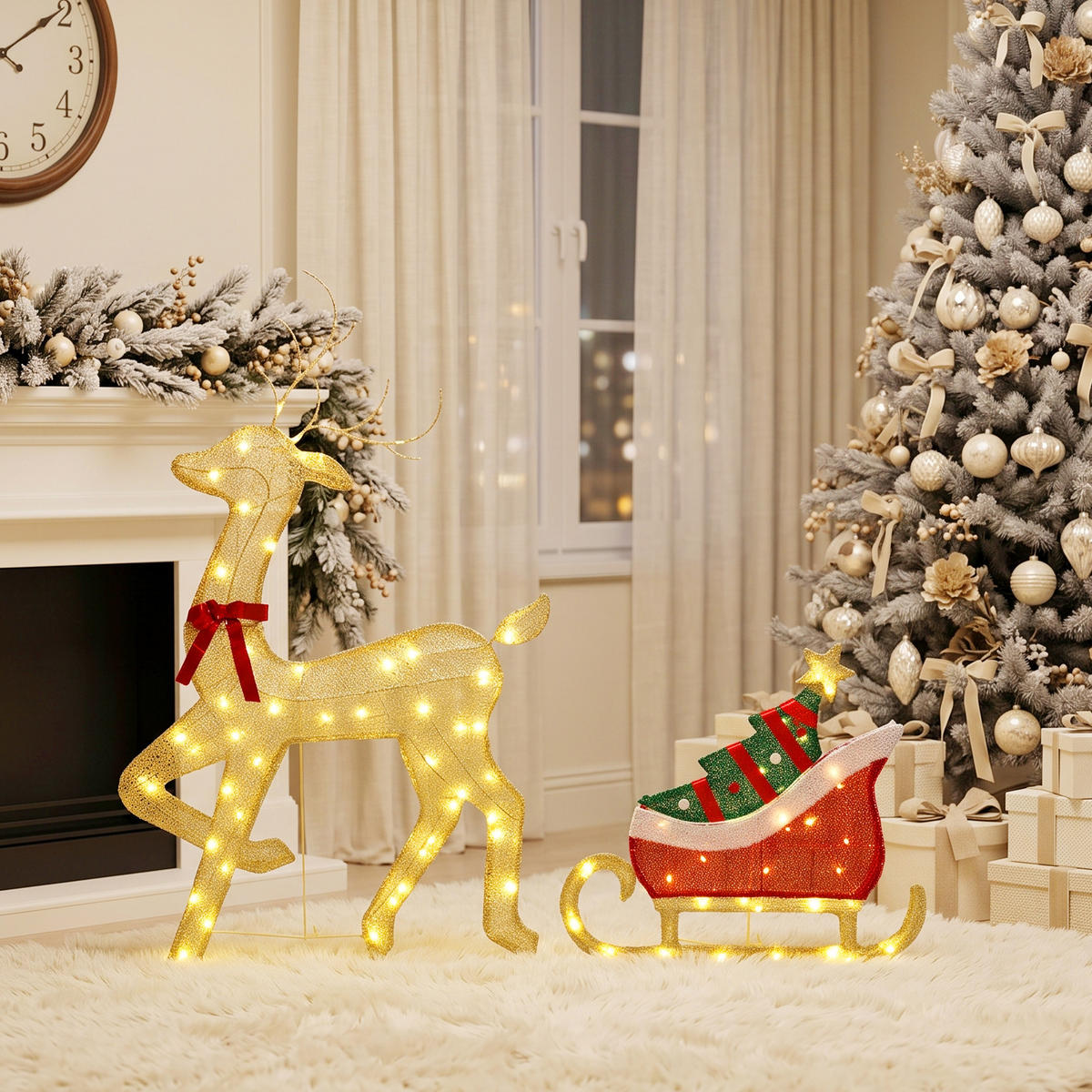 WEIHNACHTS-REH goldfarben 80.0/23.0/125.0cm - Goldfarben, Metall (23/125/80cm)