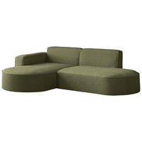 ECKSOFA Hana L-Form 3-Sitzer Ecke Links, Boucle, Grün 241/73/168 cm - Schwarz/Grün, Textil/Metall (241/168cm) - WFL GROUP