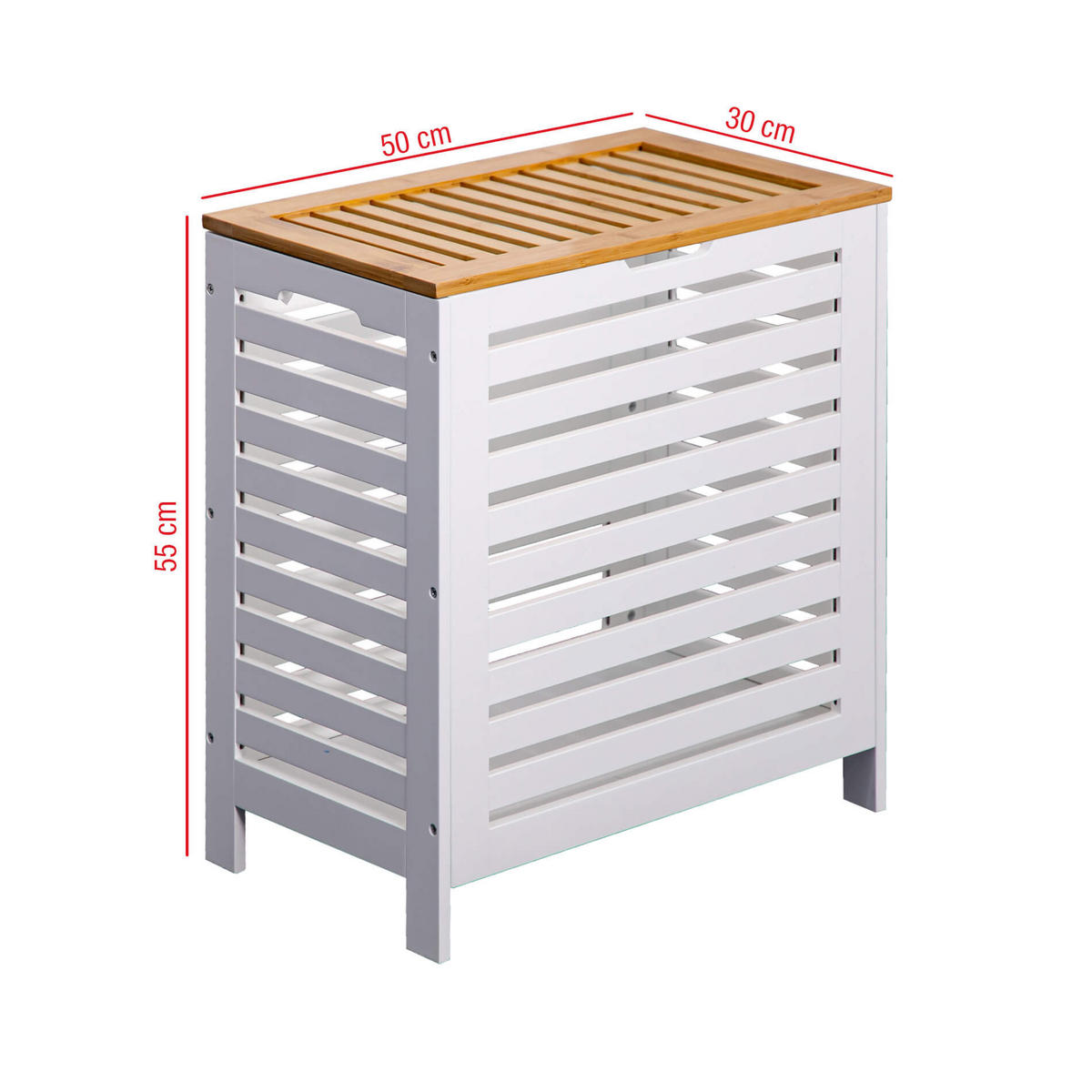 WÄSCHEKORB Weiß 30/30/55 cm - Weiß, Holzwerkstoff (30/55/30cm) - Mobili Rebecca