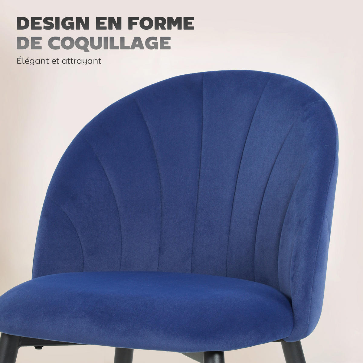 ESSZIMMERSTÜHLE 2er-Set DE-13339 Muscheldesign & Velours Blau - Blau, Metall (55/79/52cm) - ComfortXL