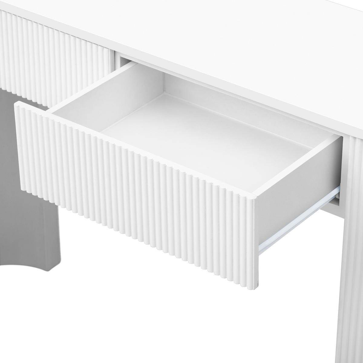 KONSOLENTISCH 120/33/76 cm weiß aus MDF mit 2 grifflosen Schubladen - Weiß, Holzwerkstoff (120/33/76cm) - OKWISH