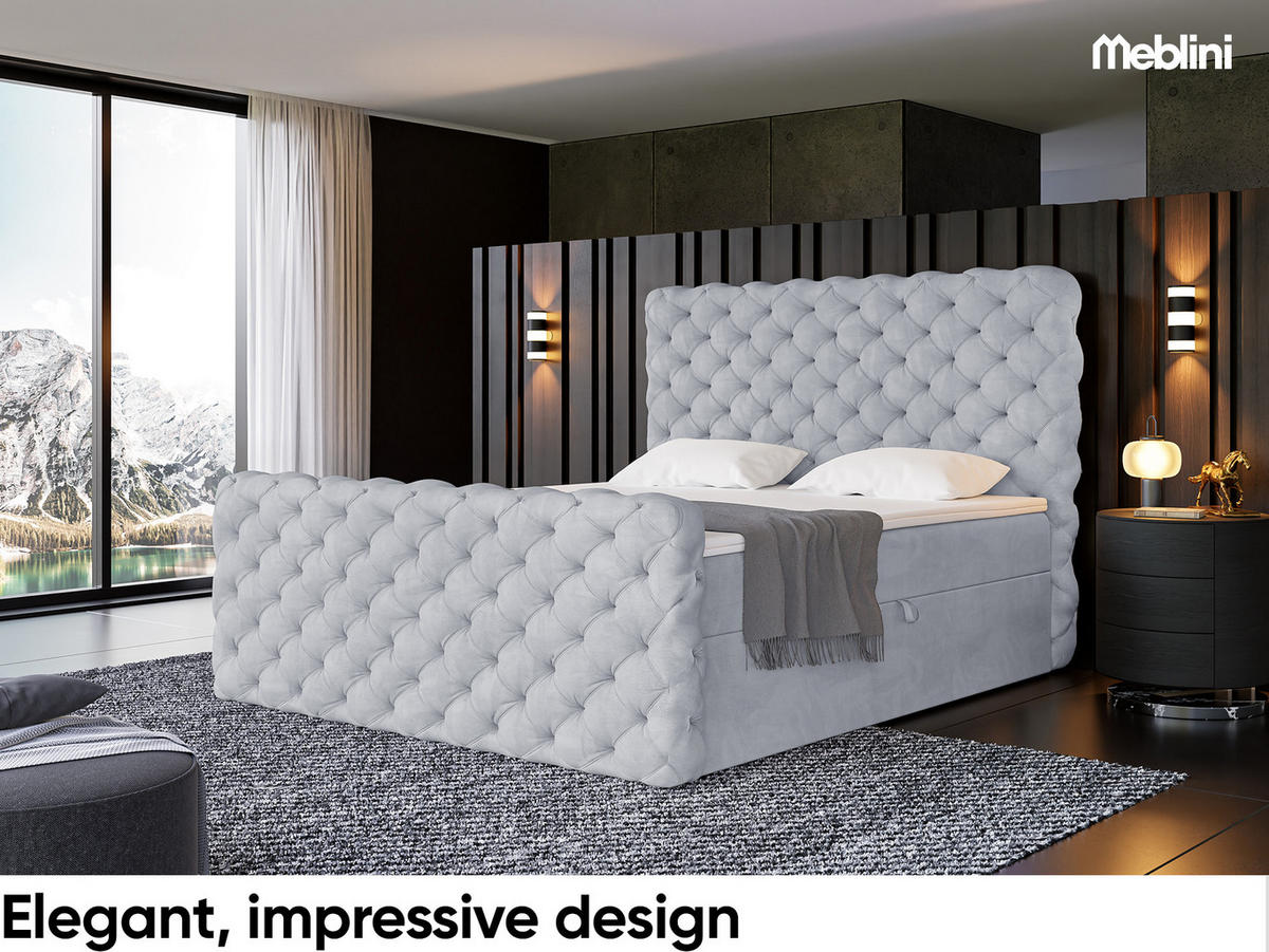 BOXBETT Duke - Hellgrau/Schwarz, Holzwerkstoff/Textil (120/200cm) - Meblini