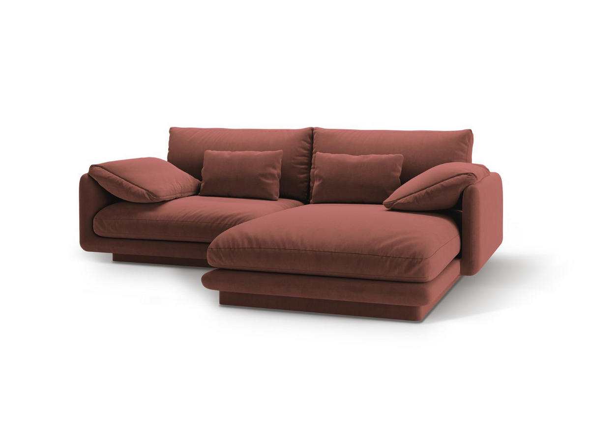 ECKSOFA rechts Torino aus Samt cuoio 3 Sitzplätze - Kastanienfarben, Textil (170/220cm) - Micadoni