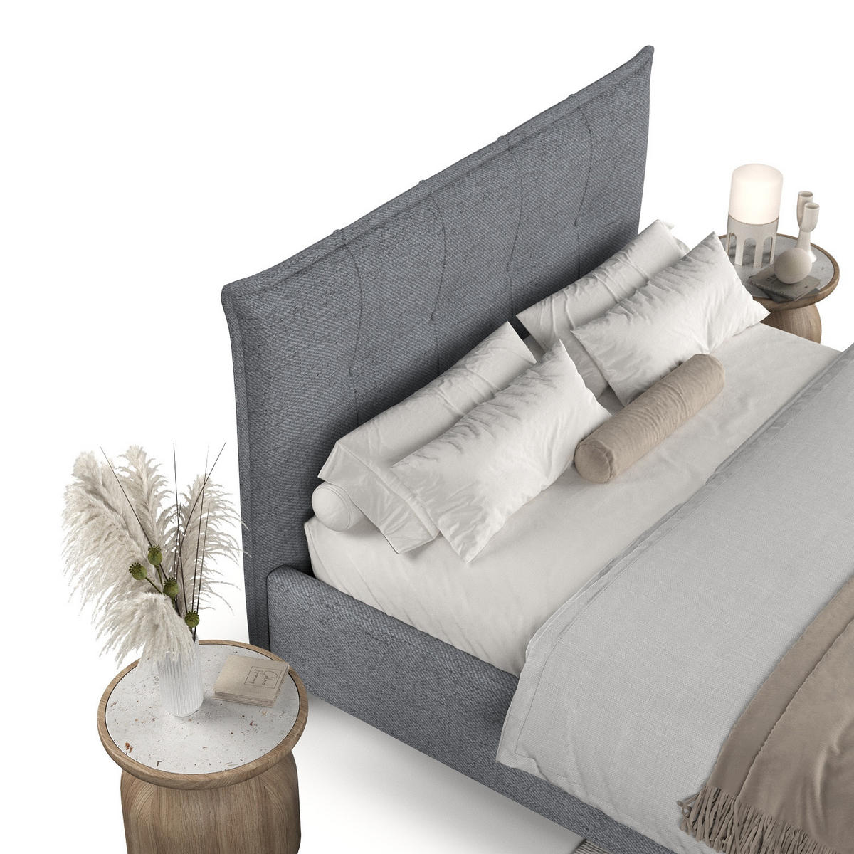 POLSTERBETT Plaza 140/200 cm Grau im Neve Stoff - Naturfarben/Grau, Holz/Holzwerkstoff (140/200cm) - AltaBeds