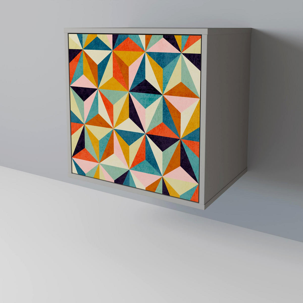 SIDEBOARD TESSELATE TREASURES, Grau, 57,5x42x70,5 cm, Schwarze Metall-Sternfüße - Multicolor/Schwarz, Holzwerkstoff/Metall (57.5/70.5/42cm) - SpaceRebels