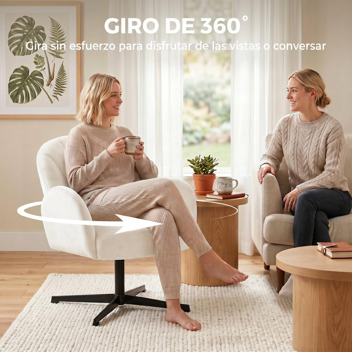 DREHSTUHL Creme 1 Stück - Creme, Naturmaterialien (64.5/80/68cm) - GiPP