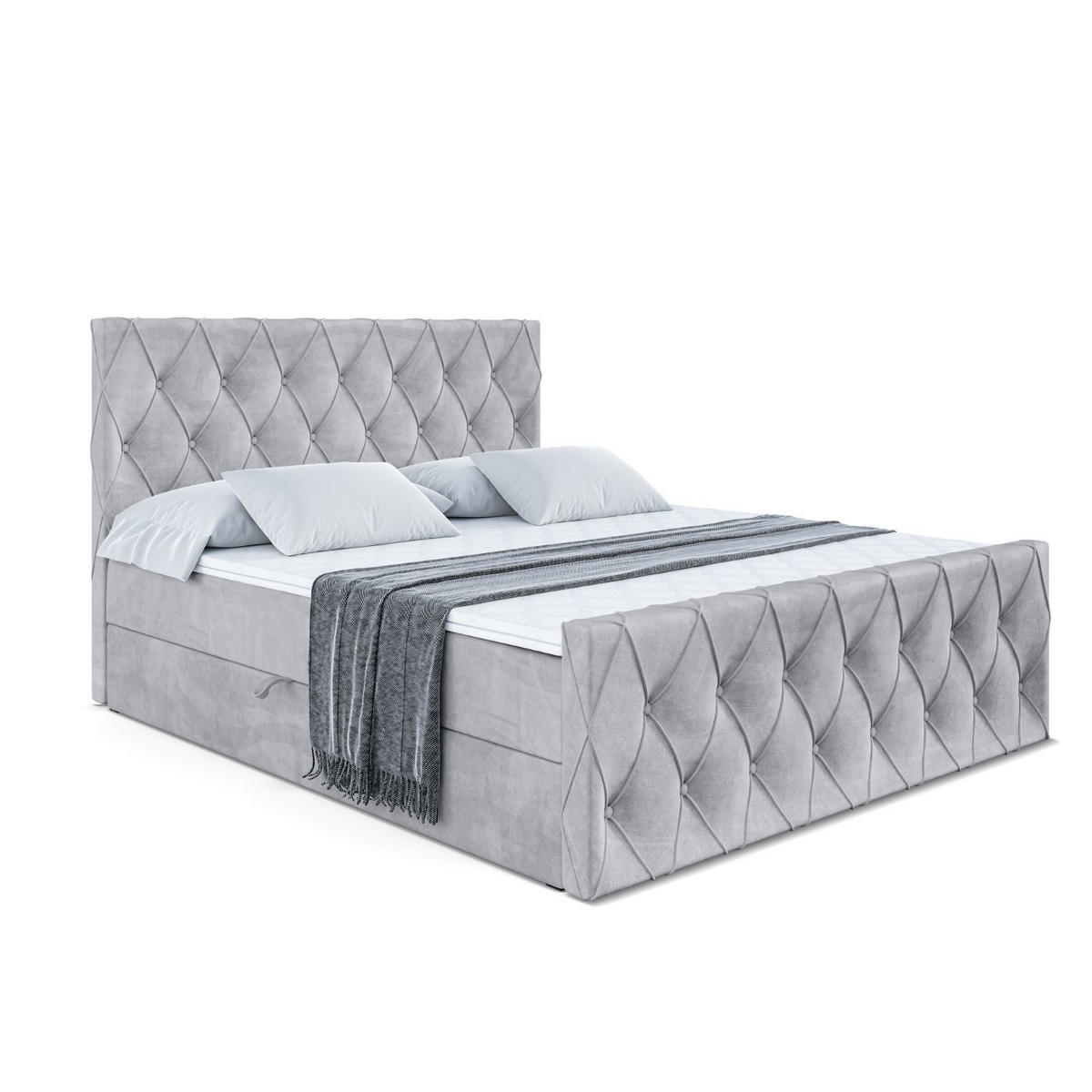 BOXBETT AMAY-Z - 160x200 cm - H4 - Hellgrau - Grau, Holzwerkstoff (160/200cm) - ALTDECOR