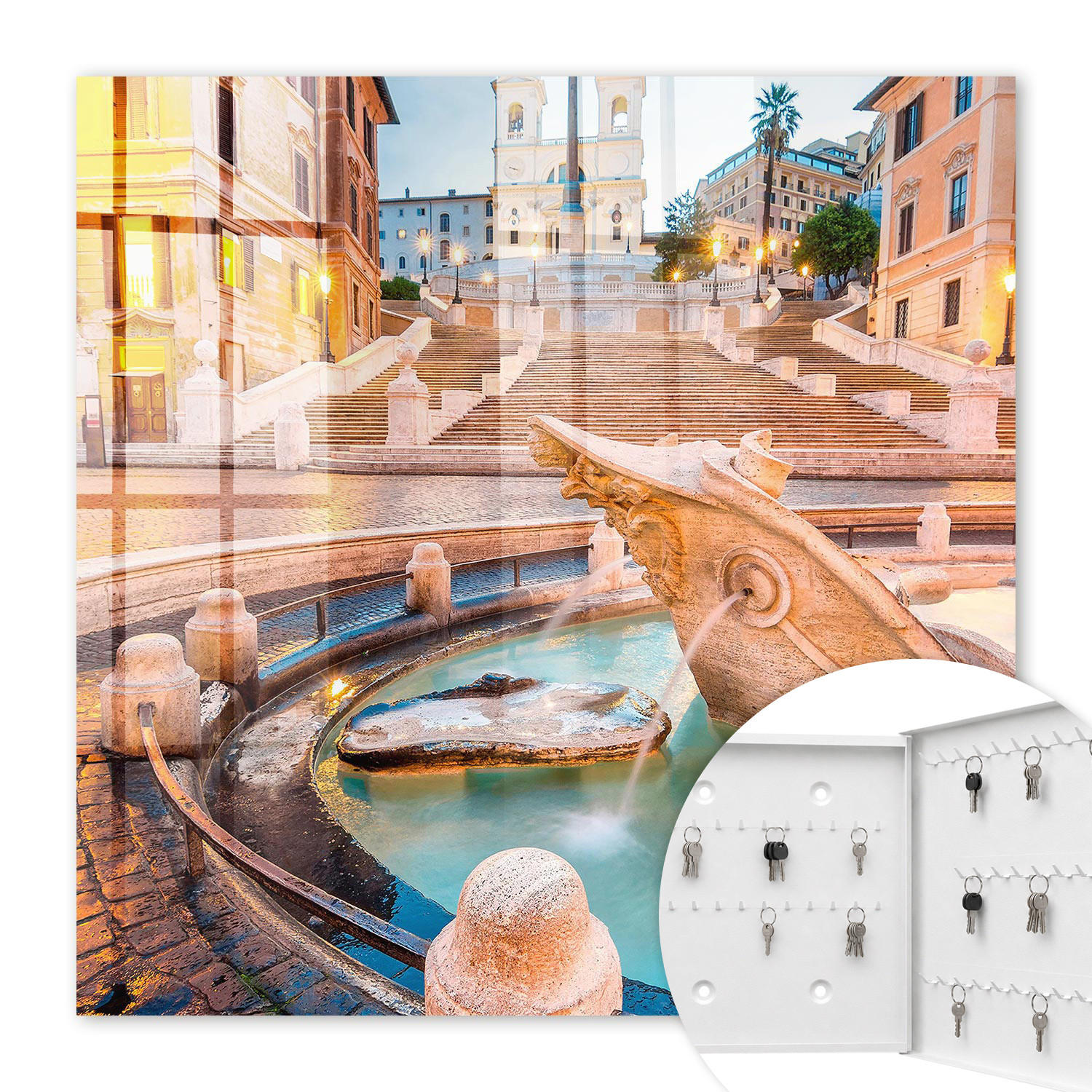 SCHLÜSSELBOX Weiß 30x30 cm – Türöffnung nach rechts - Urbane Eleganz - Beige, Metall (30/30/5cm) - TULUP