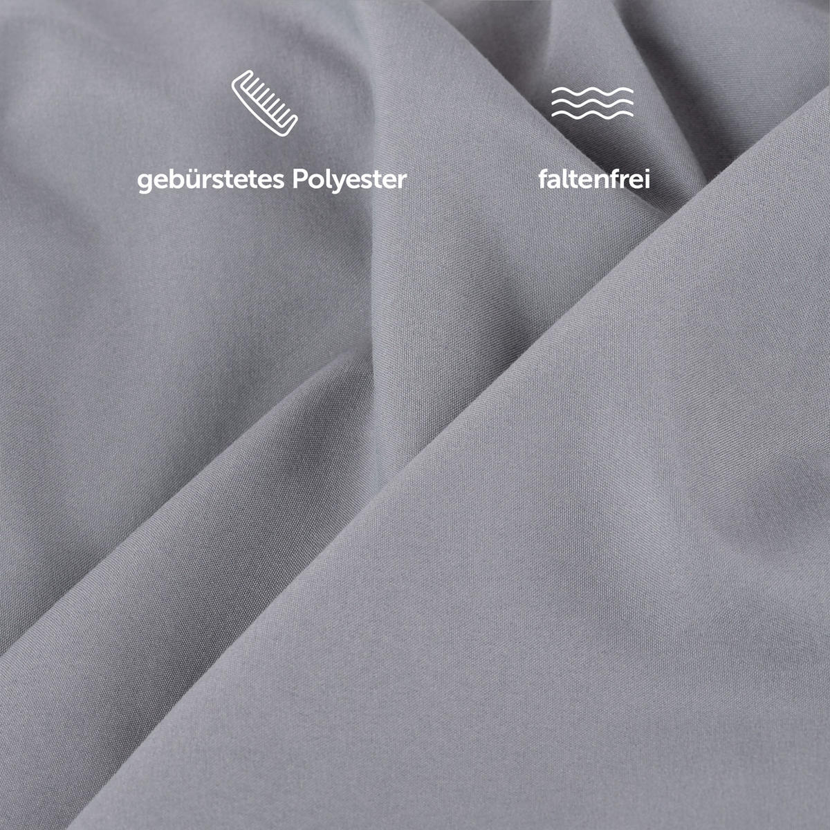 BETTLAKEN 3er Set - Spannbettlaken 180x200x30cm 2X Kissenbezug 50x80cm - Grau - Grau, Textil (180/200cm)