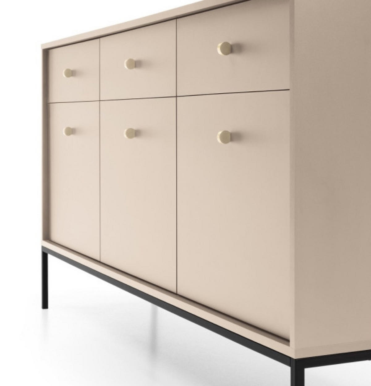 SIDEBOARD Beige MONAKO MKSZ154 Mit Schwarzem Rahmen - Beige, Holzwerkstoff (153.4/83.2/39cm) - Sepro Meble