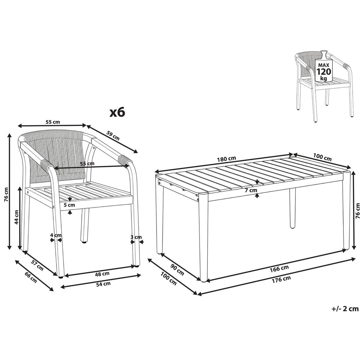 SET MOBILIER DE GRĂDINĂ cu 6 locuri maro deschis lemn de salcâm Manado/Sumba - maro/maro deschis, lemn - Beliani