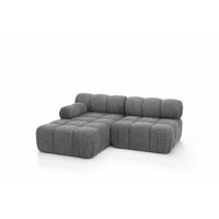 ECKSOFA L-Form Mini II Modular, Bouclé-Stoff Abriamo, Dunkelgrau, Links, Selia - Dunkelgrau, Holz (190/160cm) - Kaiser Möbel