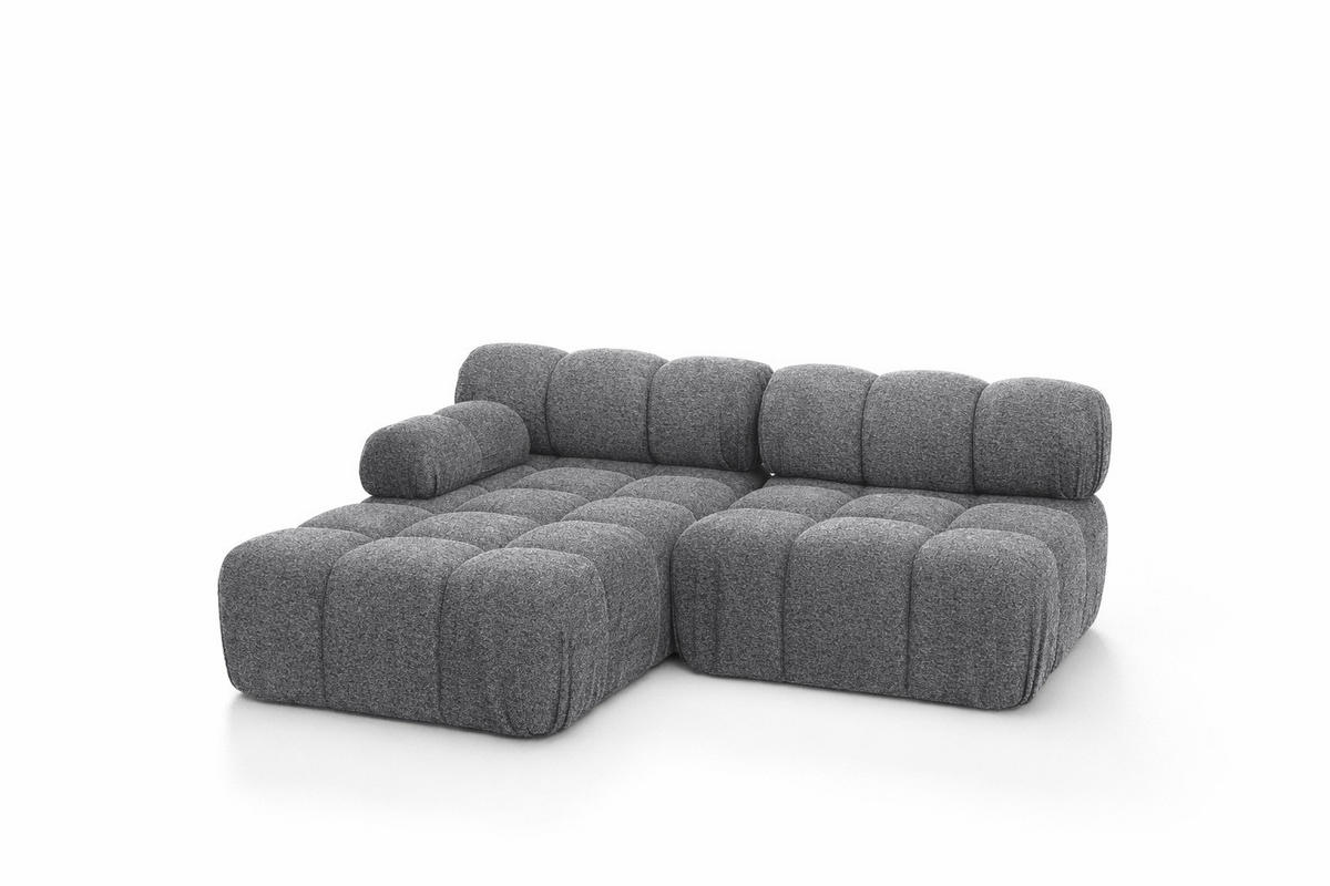 ECKSOFA L-Form Mini II Modular, Bouclé-Stoff Abriamo, Dunkelgrau, Links, Selia - Dunkelgrau, Holz (190/160cm) - Kaiser Möbel