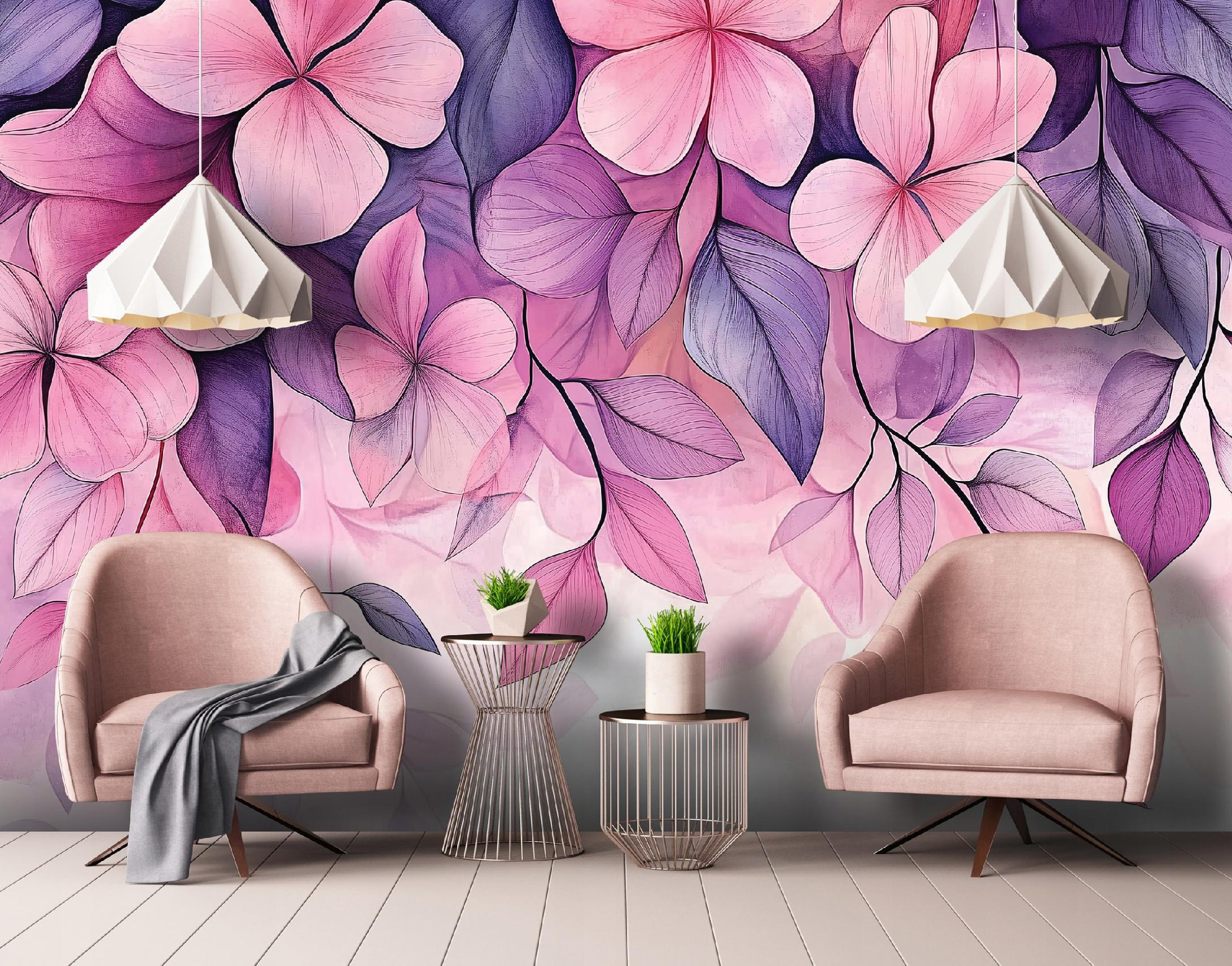 FOTOTAPETE Blumen Rosa Wohnzimmer Vlies Tapete 400x280 - Multicolor, Papier (400/280cm) - Wallarena