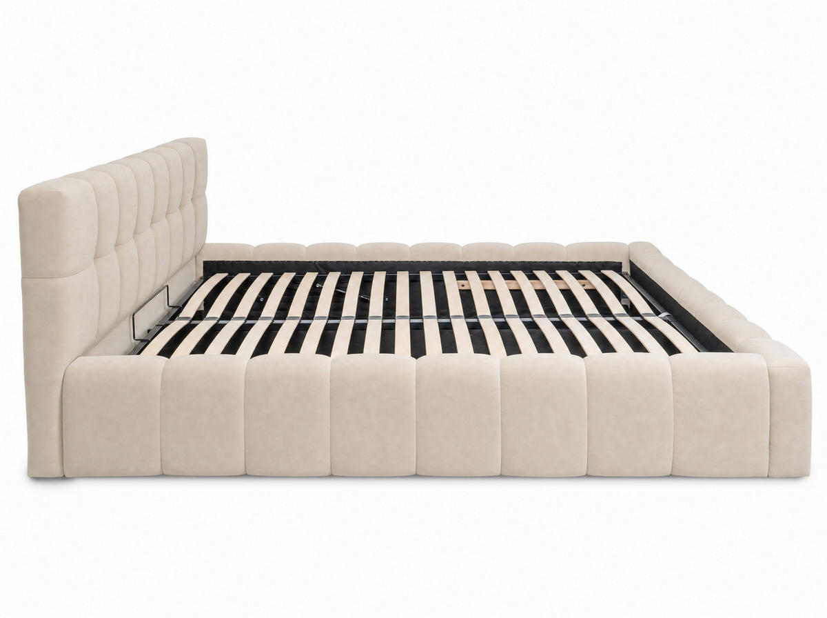 POLSTERBETT Celestia Beige 160/200 cm Samt mit Bettkasten - Beige, Textil/Metall (160/200cm) - wonello