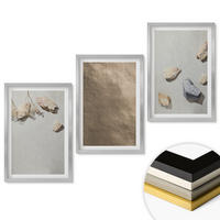 WANDBILDER 3er Set - 40x60 cm Silberner Rahmen - Steine Strand natürliche Strukturen - Silberfarben, Kunststoff (40/60cm) - ArtPrintCave