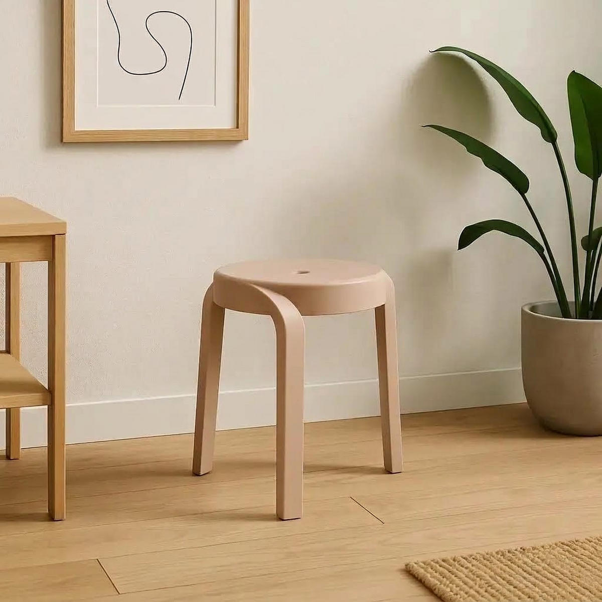 HOCKER POMPA beige - Beige, Kunststoff (36/45/35cm) - Légia Home