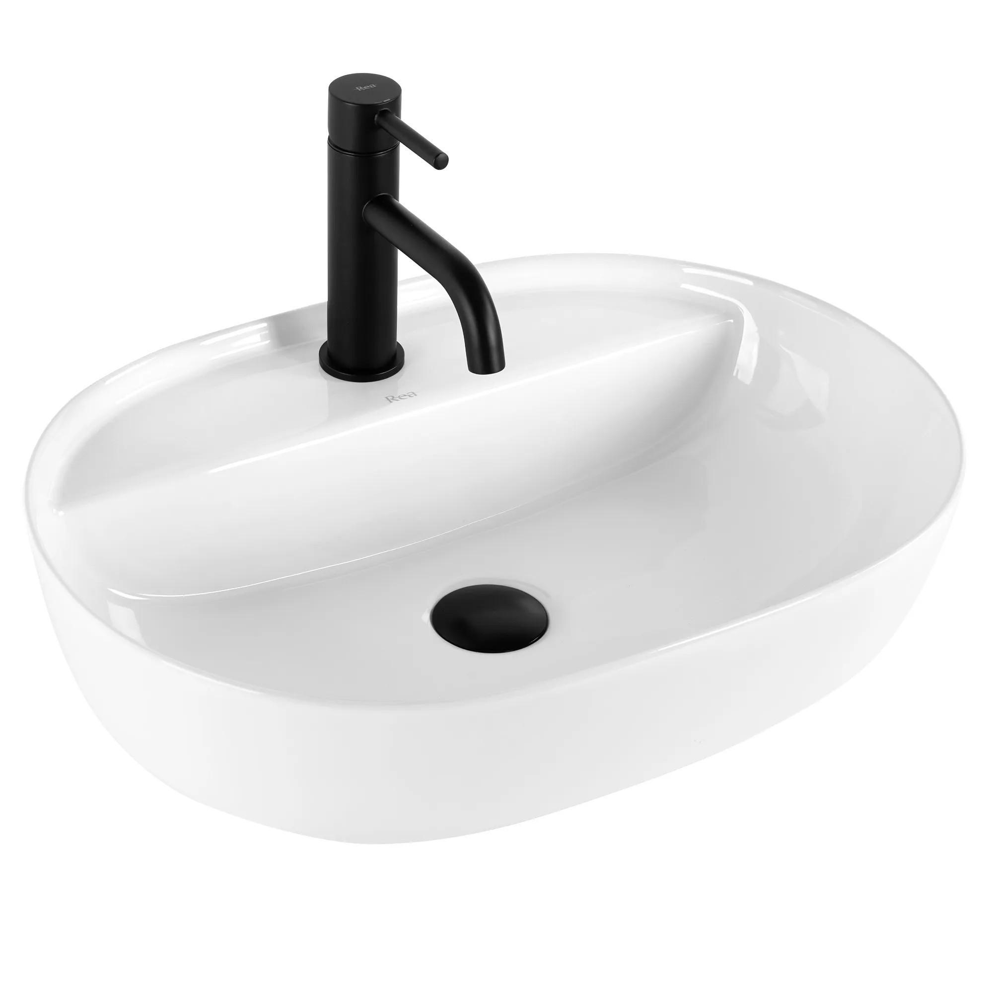 AUFSATZWASCHBECKEN Rea Aura 51 - Weiß, Keramik (38.5/13.5/50.5cm) - REA
