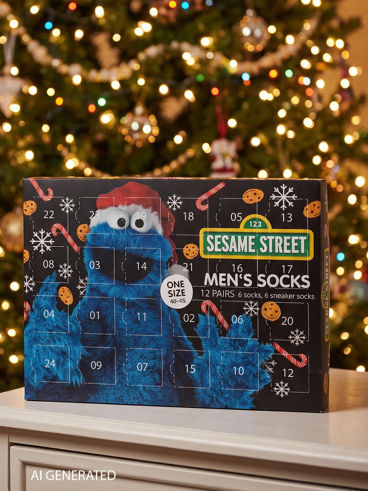 ADVENTSKALENDER Sesamstraße mit 12 Paar Socken Größe 40-45 - Multicolor, Textil (37/5/26.5cm) - United Labels