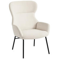 OHRENSESSEL Wohnzimmer Sessel Loungesessel Relaxsessel mit hoher Rückenlehne - Creme/Schwarz, Textil/Metall (70/103.5/74.5cm) - HOMCOM