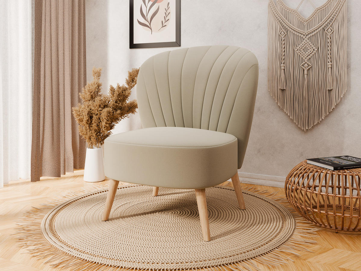 SESSEL Lumora mit Holzbeinen beige - Beige, Holz (68/82/78cm) - Panda Möbel