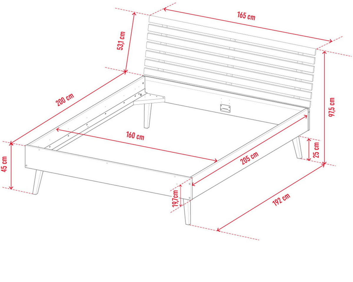 BETT NATURE - Eichefarben, Holzwerkstoff (213/165/95cm) - Vox Möbel