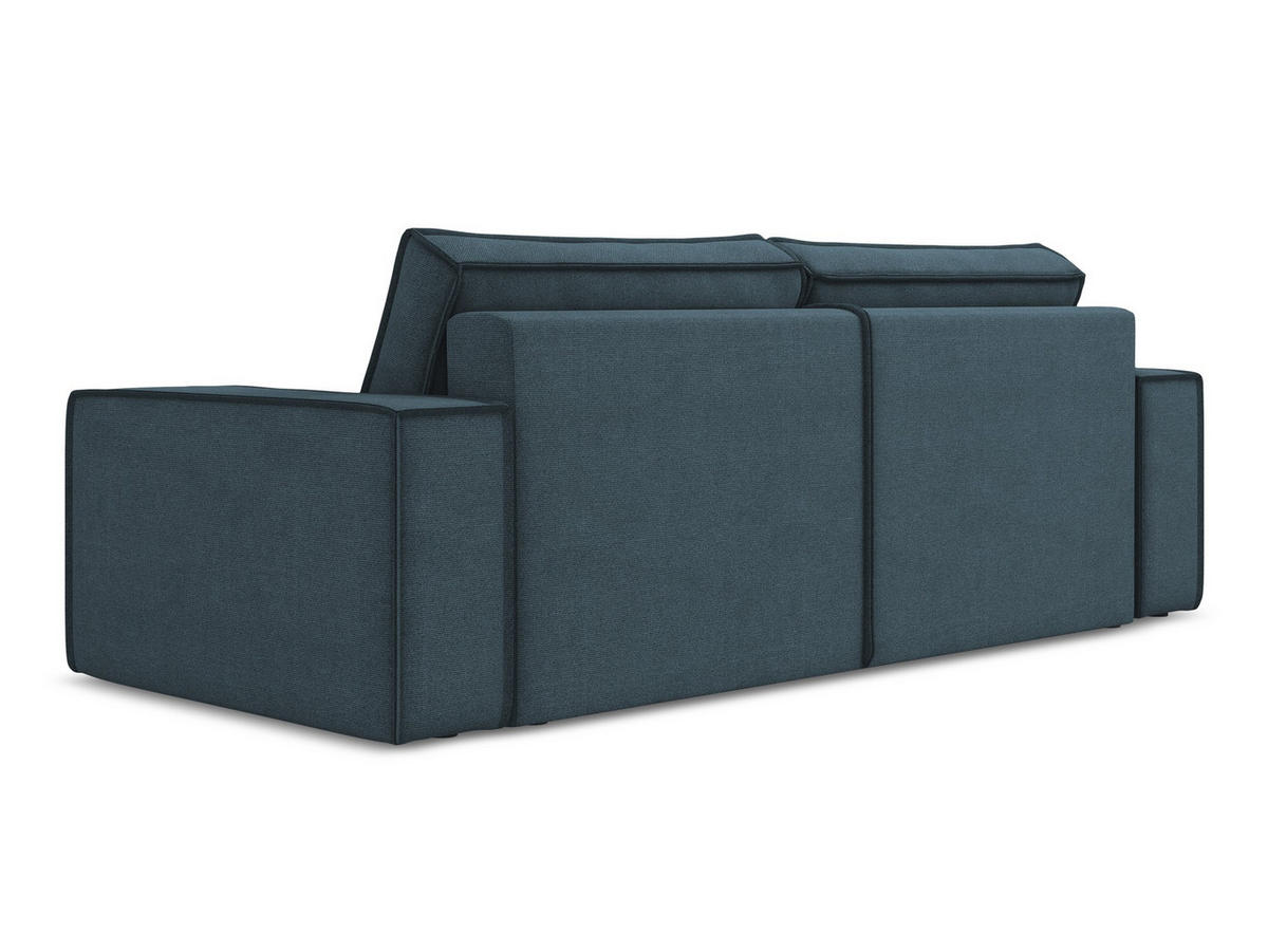 3-SITZER SOFA mit Schlaffunktion Strukturstoff Stoff Blau - Blau/Blaugrau, Kunststoff/Textil (255/85/105cm) - Makamii