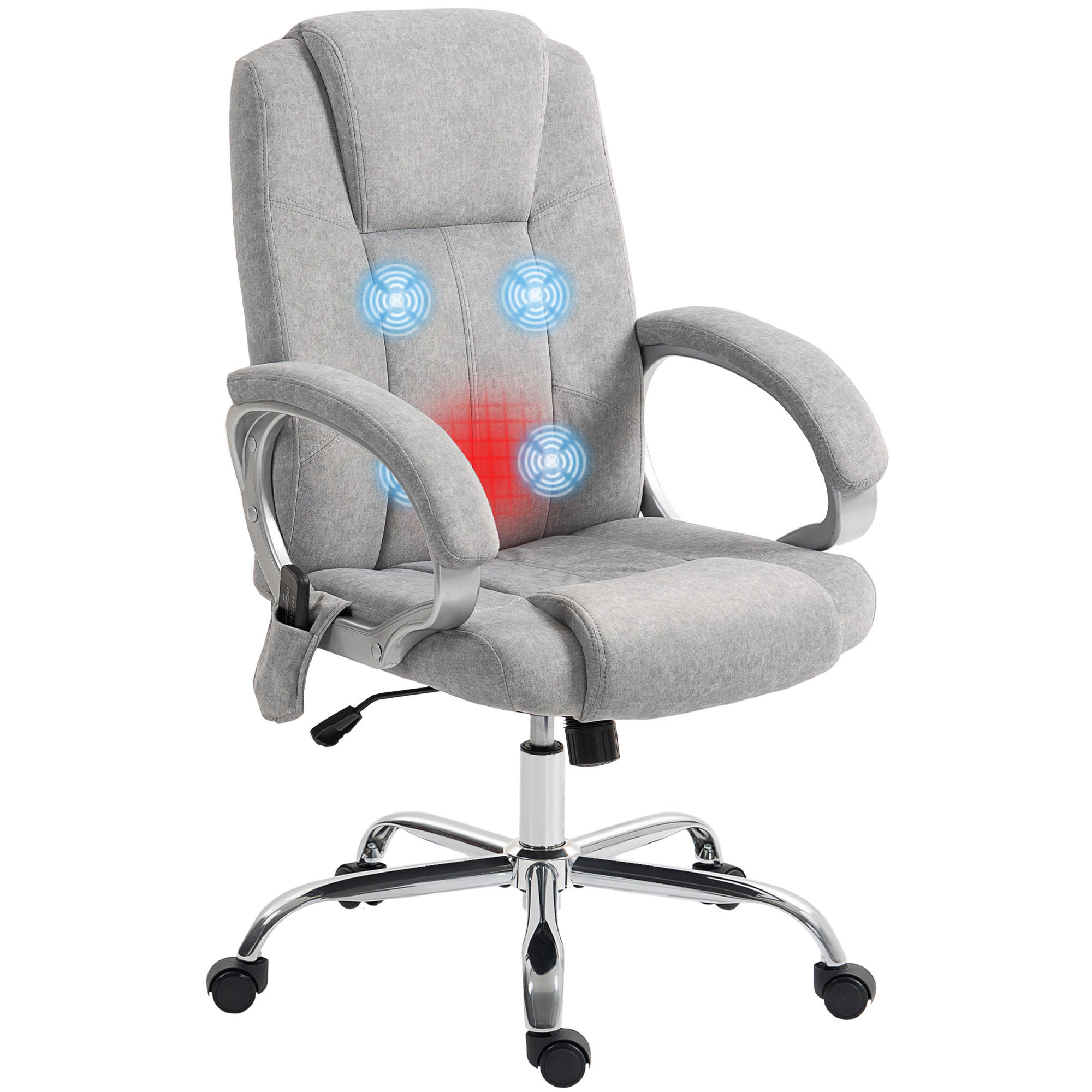 BÜROSTUHL Grau, Massage- & Heizfunktion, Höhenverstellbar, 66/70/111-119 cm - Grau, Metall (70/119/65cm) - PANGIVO