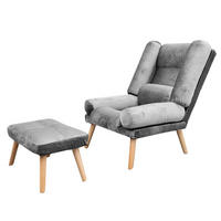 SESSEL Lola mit Fußhocker Rückenlehne 5-stufig einstellbar, grau - Graphitfarben, Holz/Kunststoff (75/100/60cm) - Margaret Hadas24