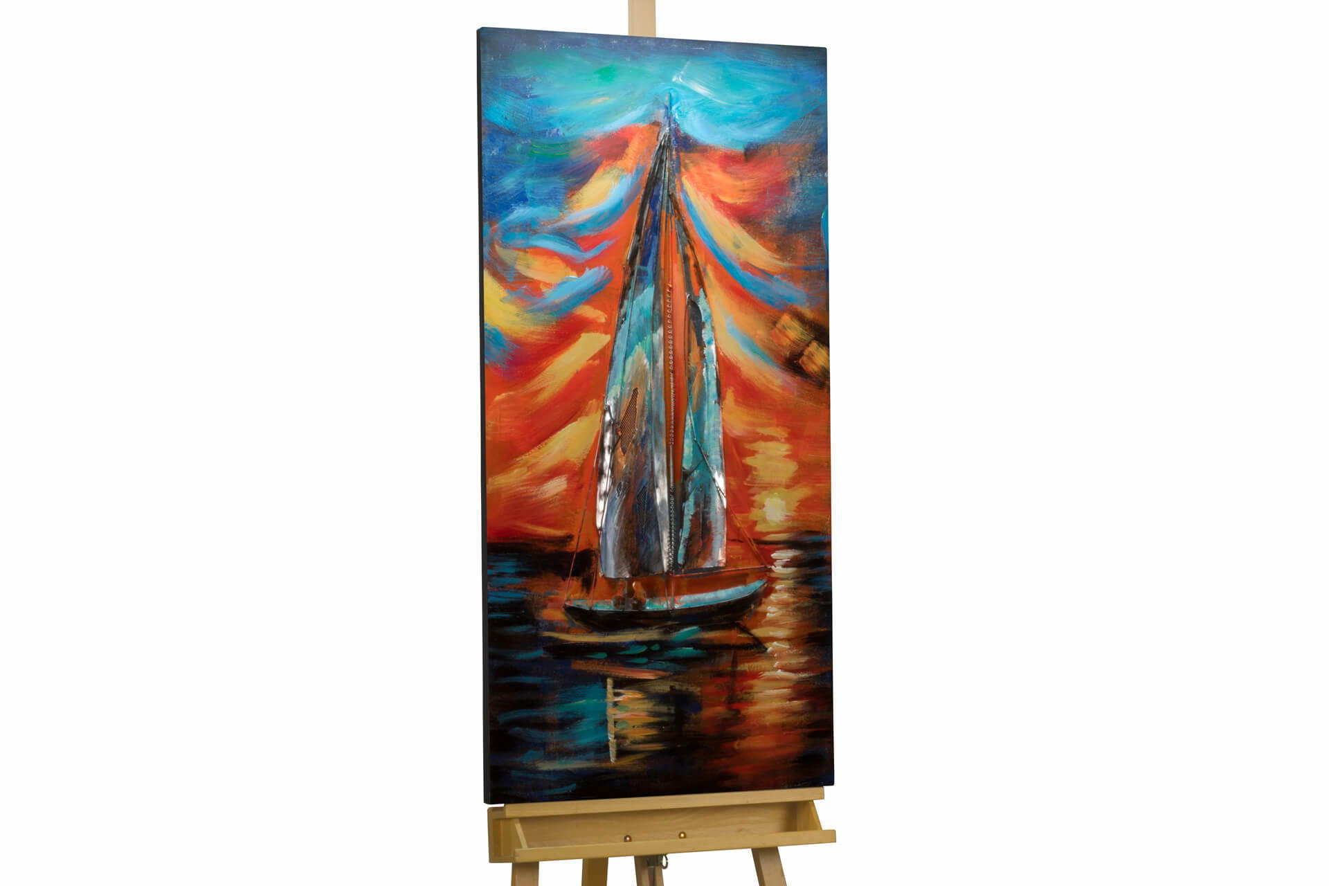 KUNSTLOFT KOVOVÝ OBRAZ ČERVENÉ MRAKY, 60/120 CM