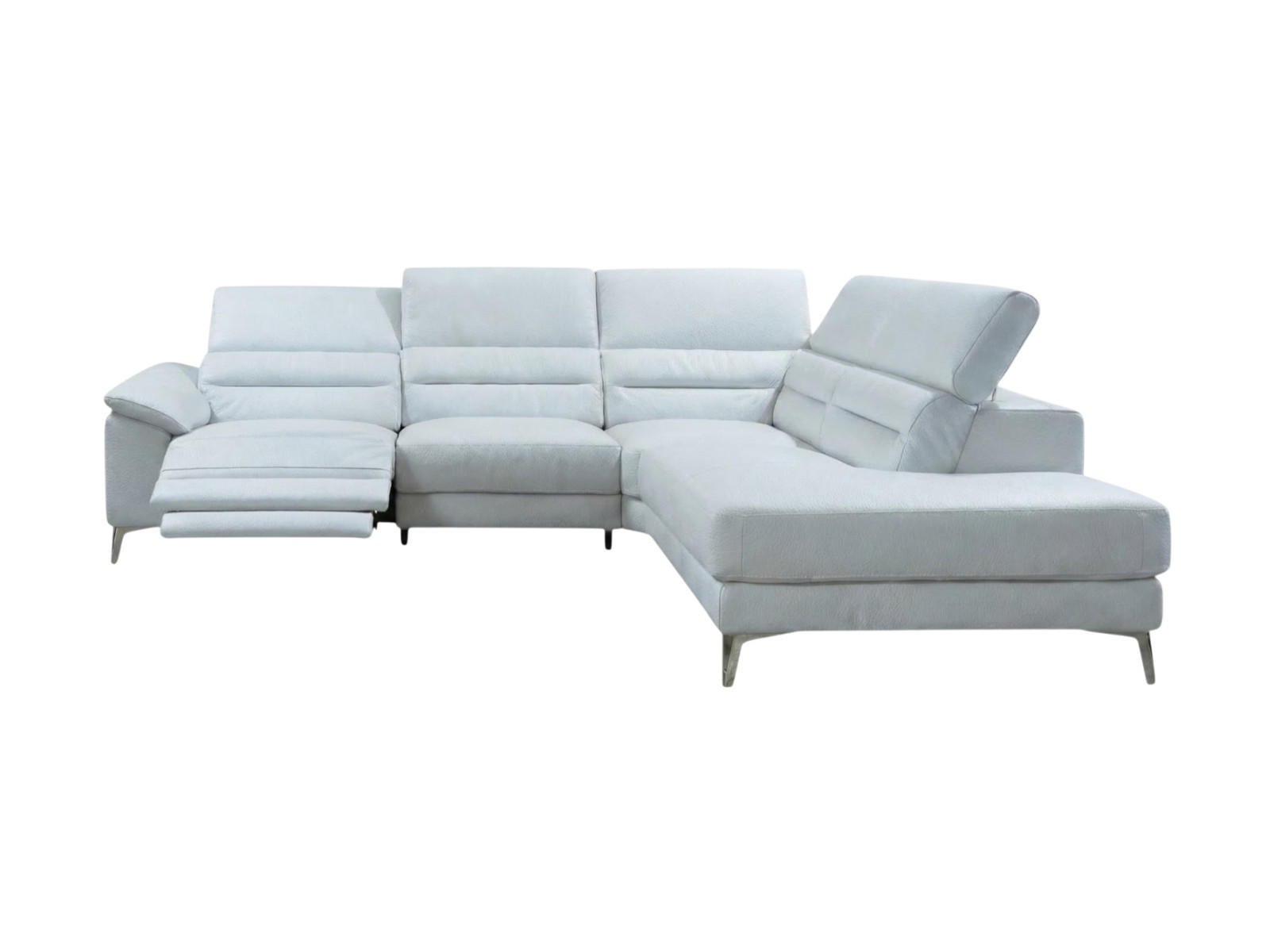 ECKSOFA Tucano Echtleder mit 1 x Relaxfunktion Weiß - Weiß, Leder/Metall (258/232cm)