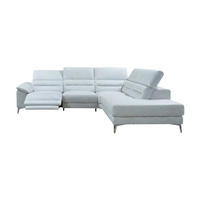 ECKSOFA Tucano Echtleder mit 1 x Relaxfunktion Weiß - Weiß, Leder/Metall (258/232cm)
