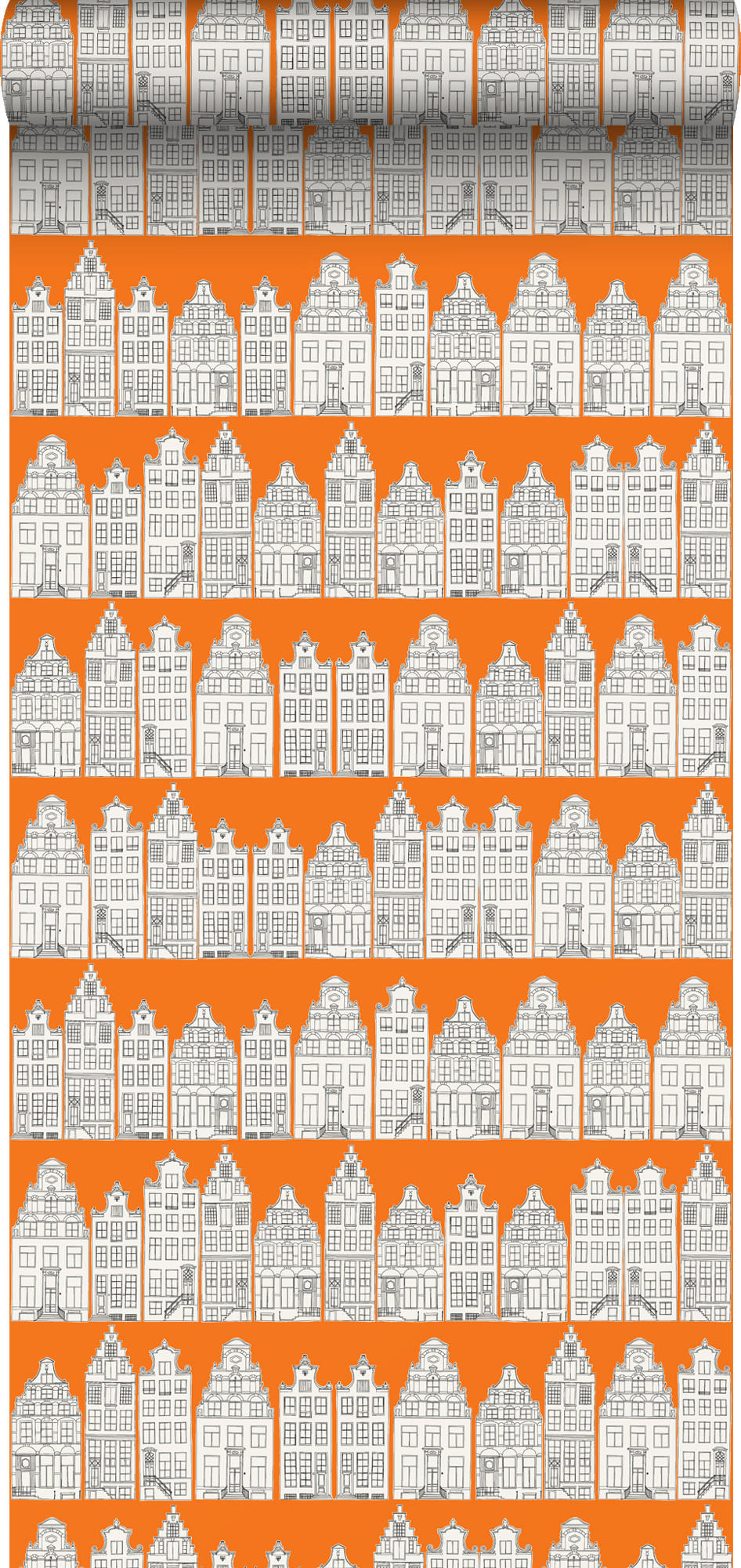 TAPETE Amsterdamer Grachtenhäuser 53 cm x 10.05 m - Orange, Papier (53/0.1cm) - ESTAhome