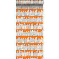 TAPETE Amsterdamer Grachtenhäuser 53 cm x 10.05 m - Orange, Papier (53/0.1cm) - ESTAhome