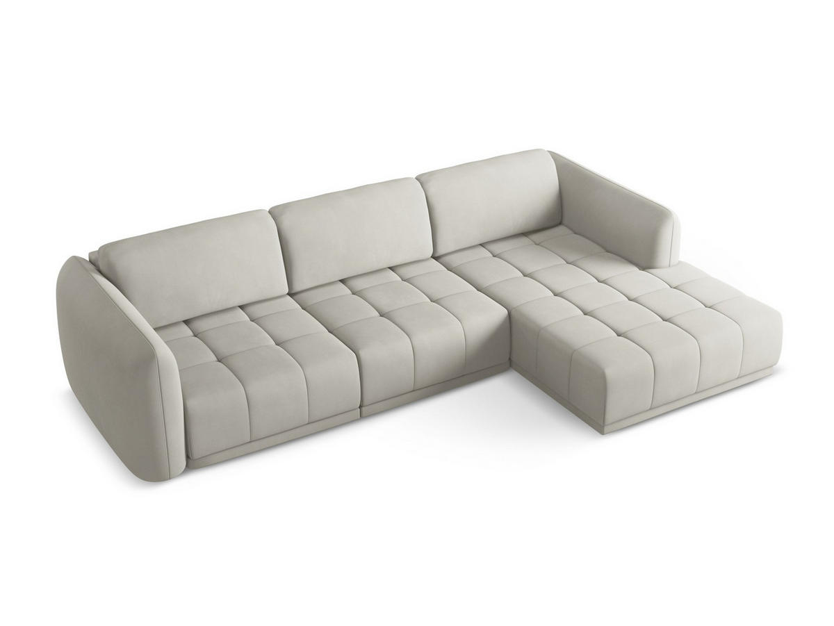 ECKSOFA Rechts Chenille Stoff Beige - Beige/Schwarz, Kunststoff/Textil (290/170cm) - Makamii